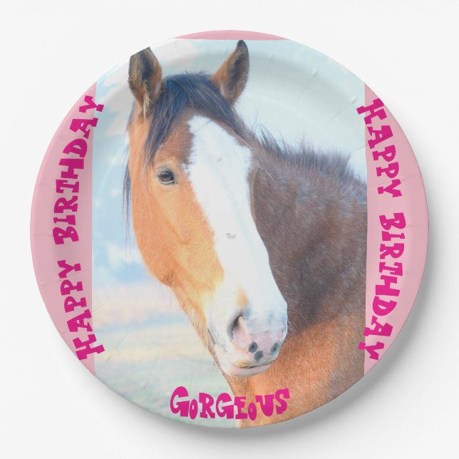 Plato De Papel Hola magníficas tarjetas de cumpleaños para caball (Anverso)