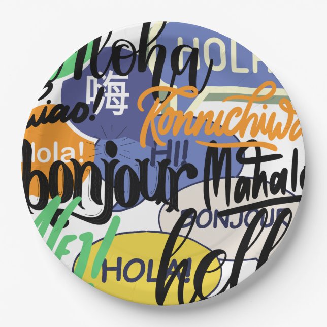 Plato De Papel Hola Mundo (Anverso)