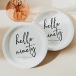 Plato De Papel Hola Noventa Minimalistas Simple Novena Fiesta de<br><div class="desc">Estos son: ¡Hola Noventa Placas Minimalistas mínimas de papel de la fiesta de cumpleaños 90!</div>