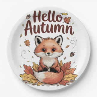 Plato De Papel Hola Otoño