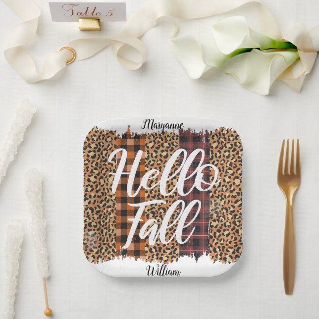 Plato De Papel Hola otoño personalizado (Boda)