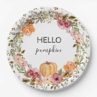 Plato De Papel Hola Placas de papel de calabaza Caen Ducha de Bri