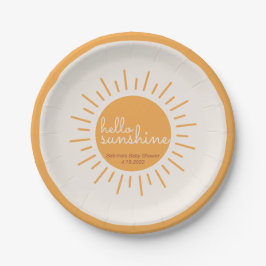 Plato De Papel Hola Sunshine Boho Baby Shower
