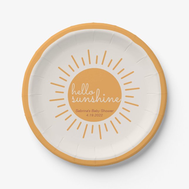 Plato De Papel Hola Sunshine Boho Baby Shower (Anverso)