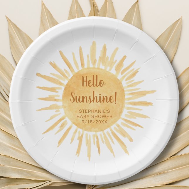 Plato De Papel Hola Sunshine Boho Baby Shower (Subido por el creador)