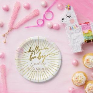 Plato De Papel Hola Sunshine Boho moderno Happy Baby Shower