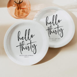 Plato De Papel Hola Treinta Minimalistas 30 Fiestas de cumpleaños