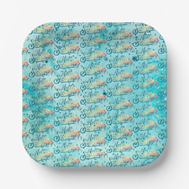 Plato De Papel Hola Verano (Anverso)