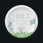 Plato De Papel Hole In One Blue Golf Primer Fiesta de Cumpleaños<br><div class="desc">¡Estos son las Placas de papel Fiesta de primer cumpleaños de un golf azul!</div>