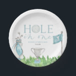 Plato De Papel Hole In One Blue Golf Primer Fiesta de Cumpleaños<br><div class="desc">¡Estos son las Placas de papel Fiesta de primer cumpleaños de un golf azul!</div>