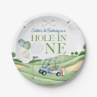 Plato De Papel Hole In One Boy Golf First Birthday Par-Tee