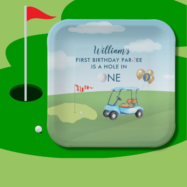 Plato De Papel Hole In One Boy Golf Par-tee Primer Cumpleaños (Subido por el creador)