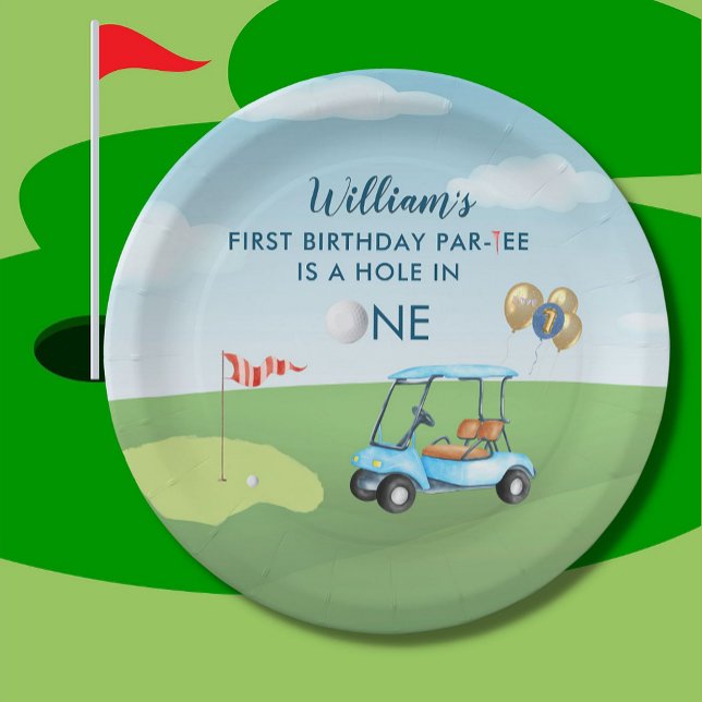 Plato De Papel Hole In One Boy Golf Par-tee Primer Cumpleaños (Subido por el creador)