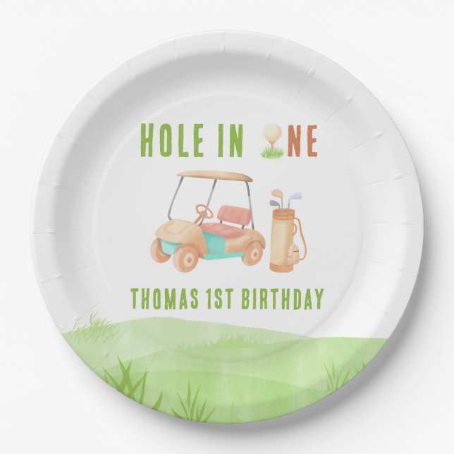 Plato De Papel Hole In One First Birthday Party (Anverso)