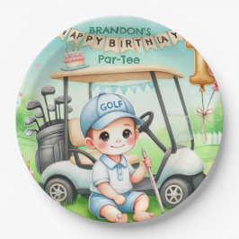 Plato De Papel Hole in One Golf Boy 1 cumpleaños de Par-tee