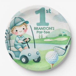 Plato De Papel Hole in One Golf Boy 1 cumpleaños de Par-tee
