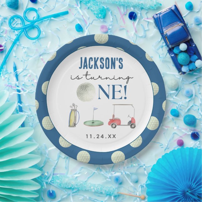 Plato De Papel Hole In One Golf Boy Birday (Fiesta)