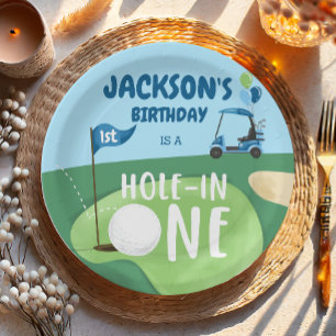 Plato De Papel Hole In One Golf Boy First Birday Par-Tee