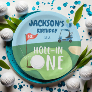 Plato De Papel Hole In One Golf Boy First Birday Par-Tee