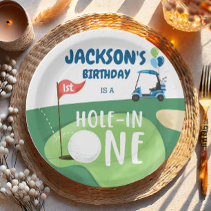 Plato De Papel Hole In One Golf Boy First Birday Par-Tee