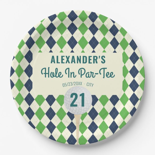 Plato De Papel Hole in Par-Tee Any Age Golf Mastered Cumpleaños (Anverso)
