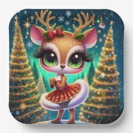 Plato De Papel Holiday Ballet Reindeer Star