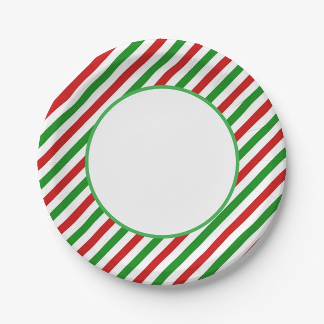 Plato De Papel Holiday Candy Cane Paper Plates (Anverso)