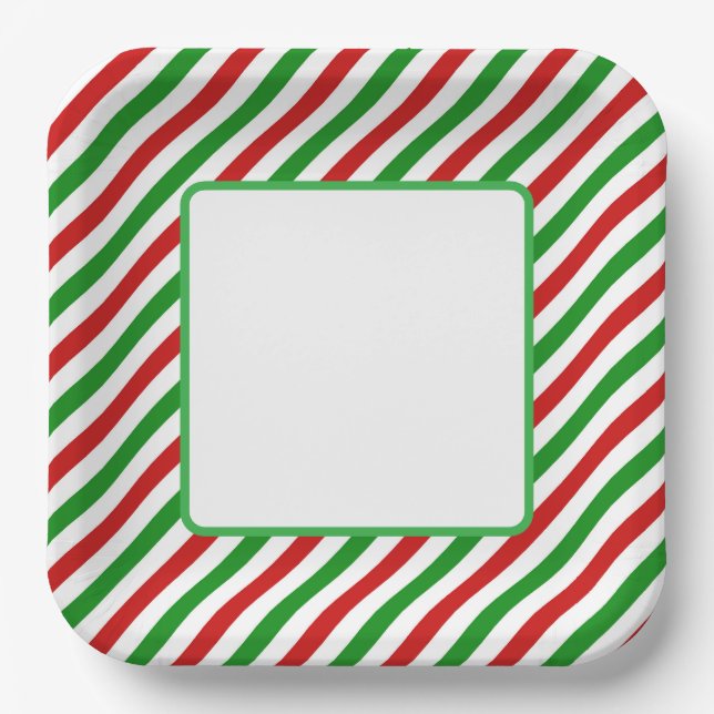 Plato De Papel Holiday Candy Cane Paper Plates (Anverso)
