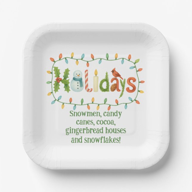 Plato De Papel Holidays designed Christmas (Anverso)