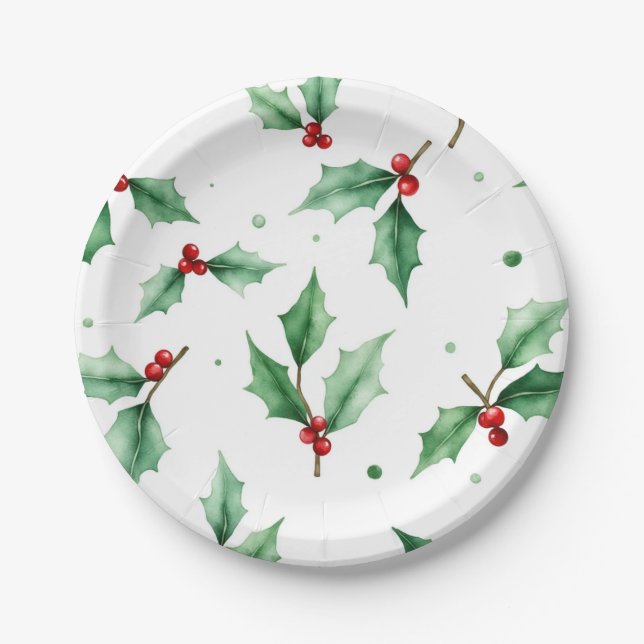 Plato De Papel Holly Berry  (Anverso)