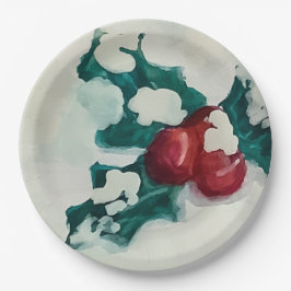 Plato De Papel Holly in Snow