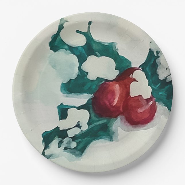 Plato De Papel Holly in Snow (Anverso)