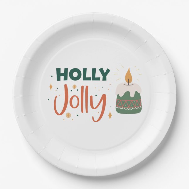 Plato De Papel Holly Jolly Candle (Anverso)