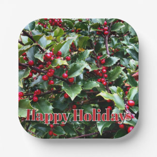 Plato De Papel Holly leaves and Berries