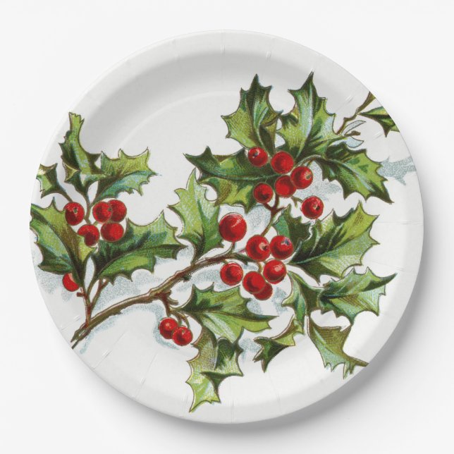 Plato De Papel HollyBerries_001 (Anverso)