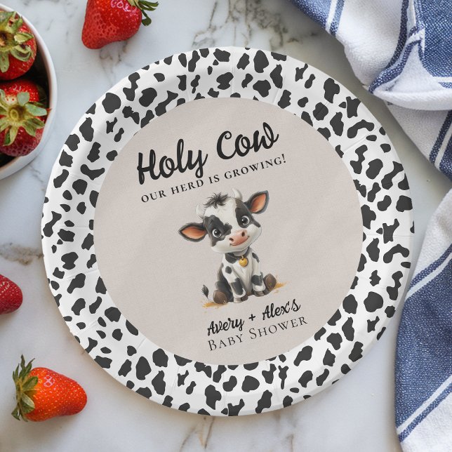 Plato De Papel Holy Cow Baby Shower (Subido por el creador)
