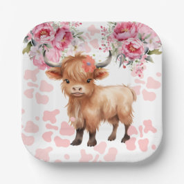 Plato De Papel Holy Cow Floral Baby Shower