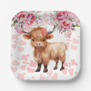 Plato De Papel Holy Cow Floral Baby Shower