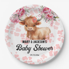 Plato De Papel Holy Cow Floral Baby Shower