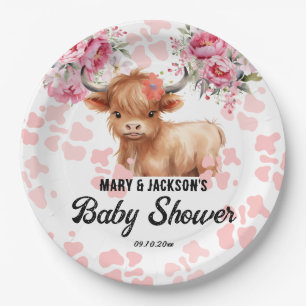 Plato De Papel Holy Cow Floral Baby Shower