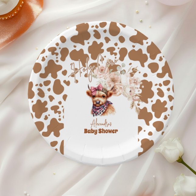 Plato De Papel Holy Cow Highland Cow Baby Shower (Subido por el creador)