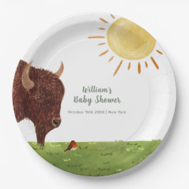 Plato De Papel Holy Cow Highland Farm Animal Baby Shower
