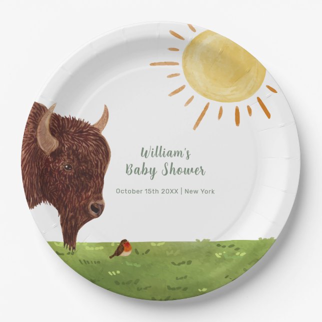 Plato De Papel Holy Cow Highland Farm Animal Baby Shower (Anverso)