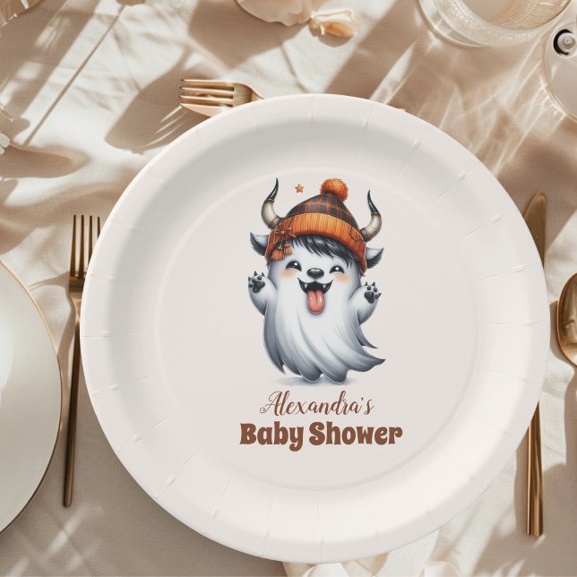 Plato De Papel Holy Cow Little Boo Halloween Baby Shower (Subido por el creador)