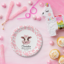 Plato De Papel Holy Cow Pink Boho Baby Shower