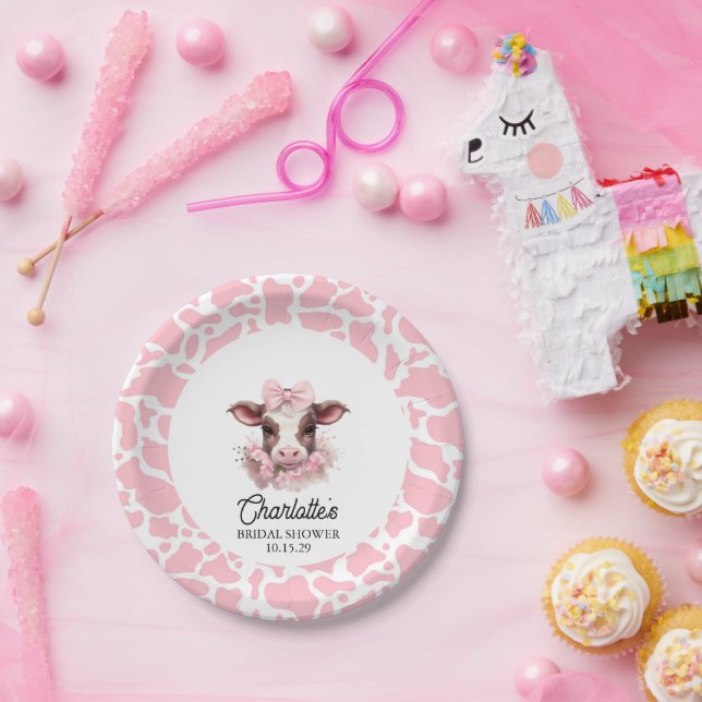 Plato De Papel Holy Cow Pink Boho Baby Shower (Fiesta)