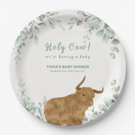 Plato De Papel Holy Cow Rustic Boho Greenery Baby Shower