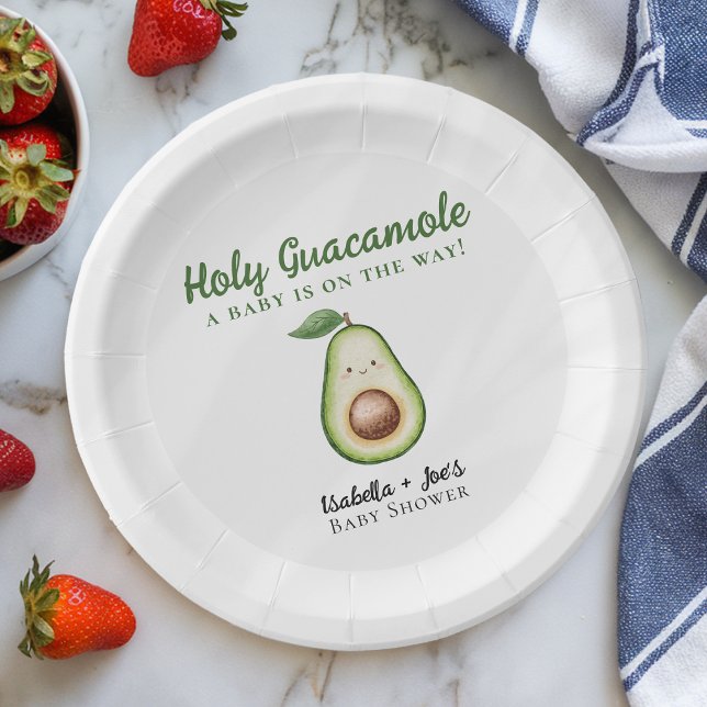 Plato De Papel Holy Guacamole Cute Funny Baby Shower (Subido por el creador)