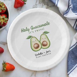 Plato De Papel Holy Guacamole Twins Funny Baby Shower