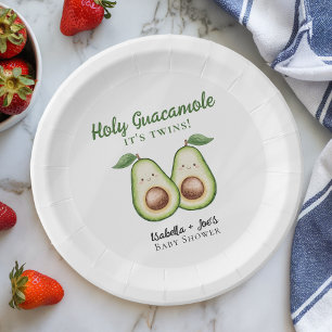Plato De Papel Holy Guacamole Twins Funny Baby Shower